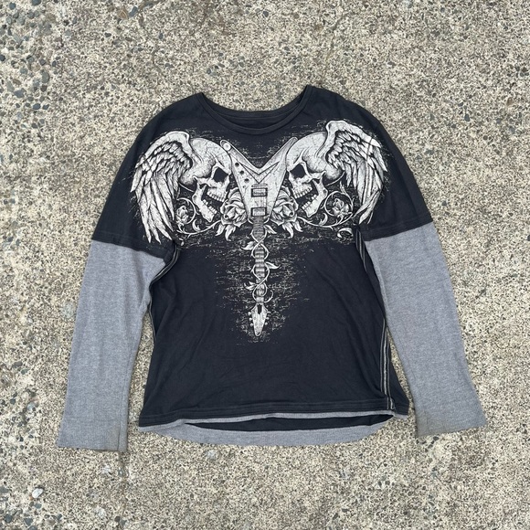 Other - Y2K Skulls & Wings Thermal Longsleeve